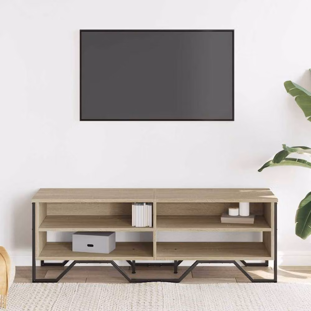 Berkfield Home Modern Sonoma Oak TV Cabinet in Beige, W/D/H: 122 x 34 x 41 cm – 3