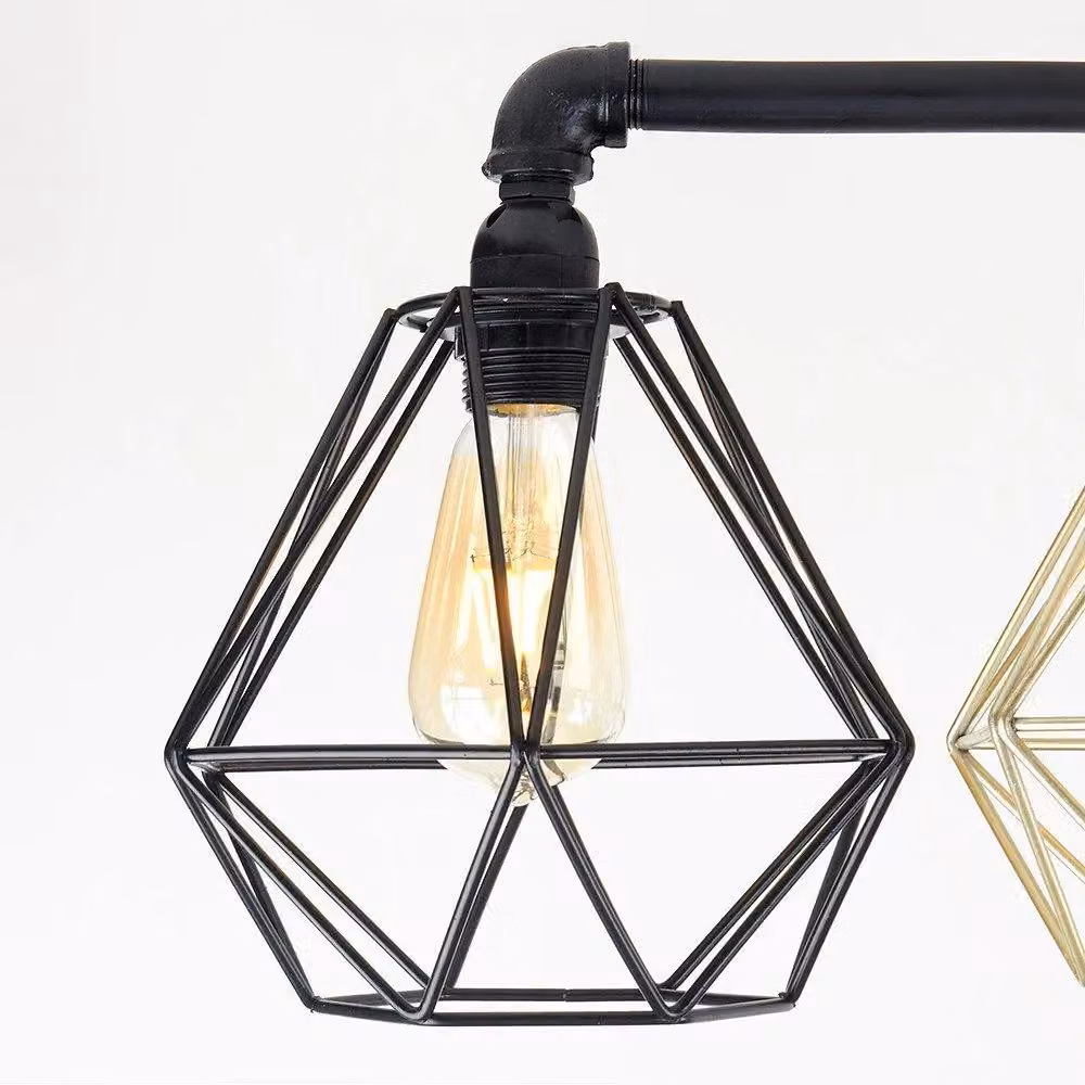 ValueLights Luiggi Industrial Metal Bar Ceiling Light in Black and Gold/Brass – 2