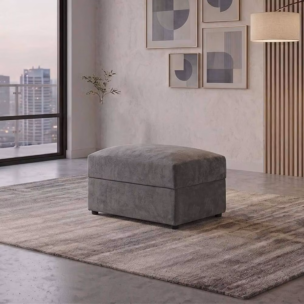 Furnishings For Less UK Montford Grey Fabric Storage Ottoman Footstool – 2