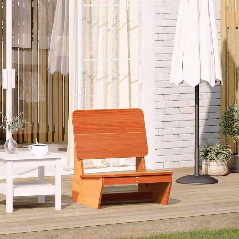 Berkfield Home Beautiful Wax Brown Solid Wood Pine Garden Chair W: 60 cm, D: 64 cm, H: 70.5 cm – 2