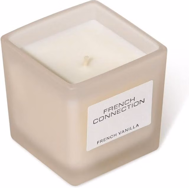 French Connection French Vanilla Luxury Square Scented Table Candle, 220g, Beige