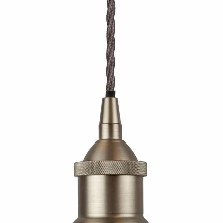 SE Home Chancery Large Suspended Pendant Light in Grey and Brushed Chrome