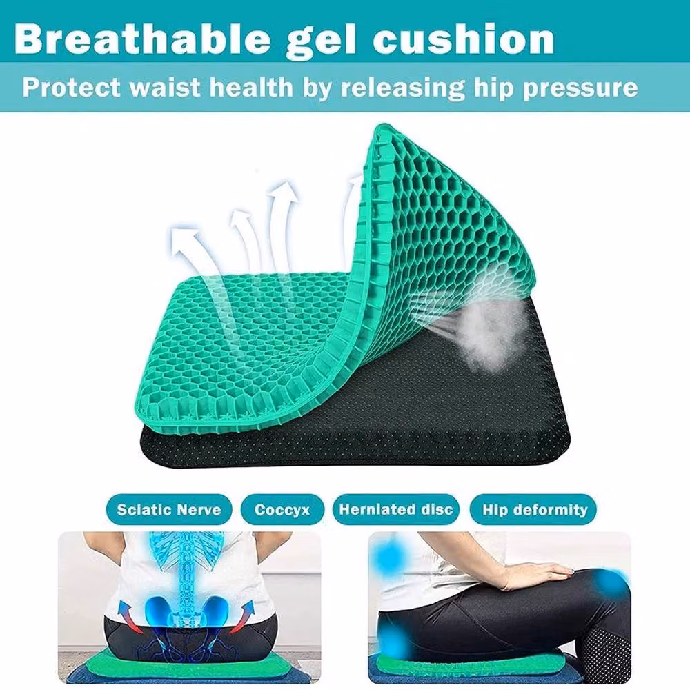 FLAVORA Honeycomb Breathable Gel Seat Cushion, Green, W: 190 cm, D: 100 cm – 4