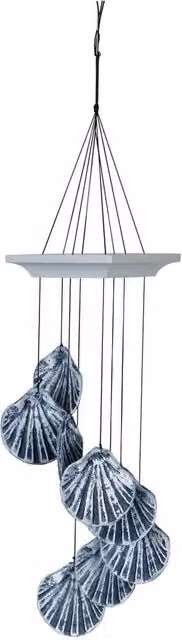 Woodstock Chimes Seashore Hanging Wind Chime with Blue and Silver Scallop Shells