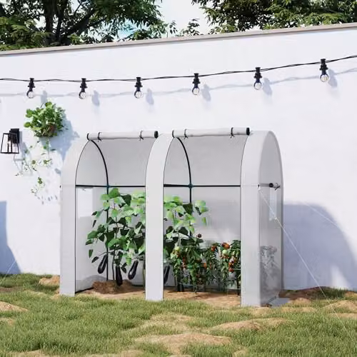 Outsunny Tomato Greenhouse with 2 Roll-up Doors, White, W/D/H: 185 x 94 x 150 cm – 4