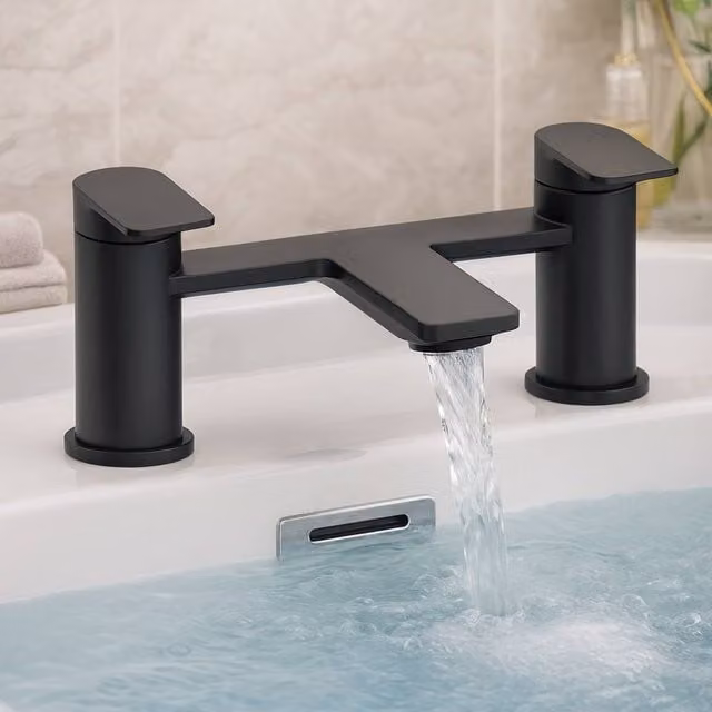 Bathroom Kingdom Risca Bath Filler Tap in Matt Black