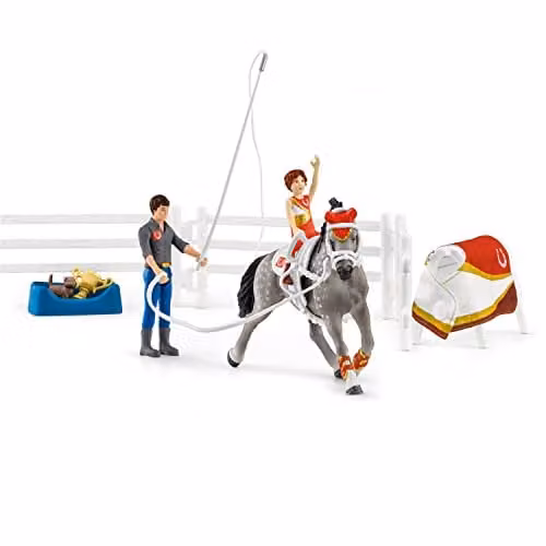 Schleich Horse Club Mia's Vaulting Set, Multicolour, H x W x D: 6.6 x 24.5 x 19 cm – 1