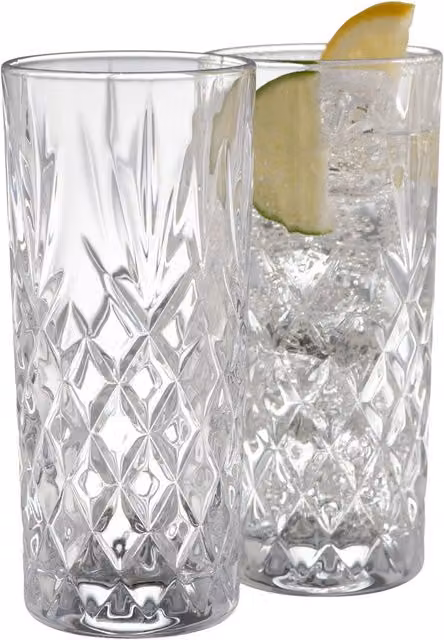 Galway Crystal Renmore Set of 2 Transparent Geometric Hi-ball Tumblers