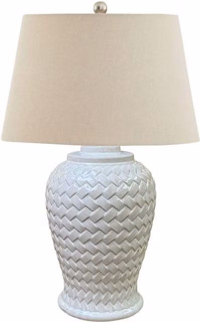 Hill Interiors Woven Ceramic Table Lamp in White