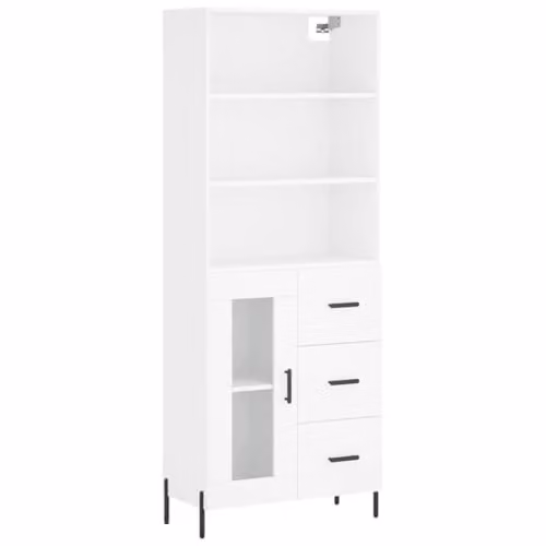 vidaXL Modern White Highboard in Engineered Wood W/D/H: 69.5 x 34 x 180 cm