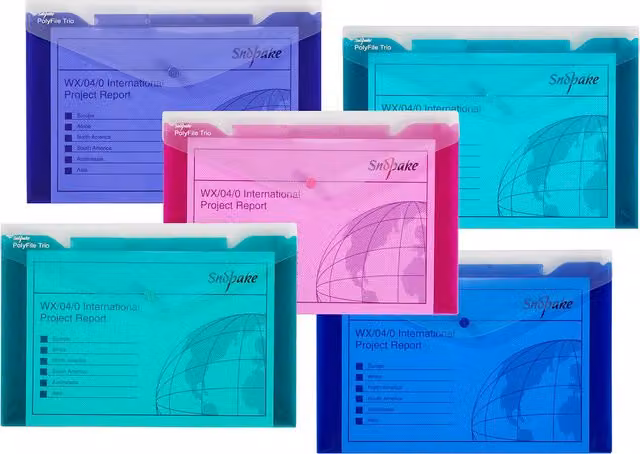 Snopake Polyfile Trio A4 Clip Folders in Multicolour