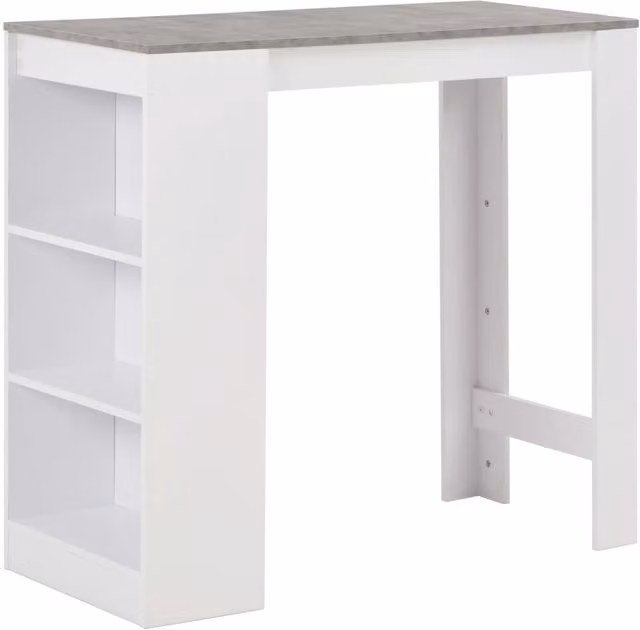 Berkfield Home Modern White Bar Table with Shelf, W/D/H: 110 x 50 x 103 cm