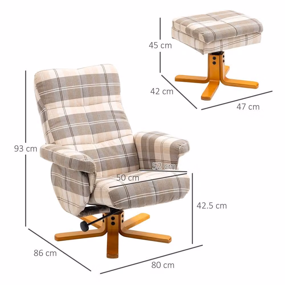 STILVORA Modern Fabric Recliner Chair with Matching Ottoman and Hidden Storage in Beige – 2