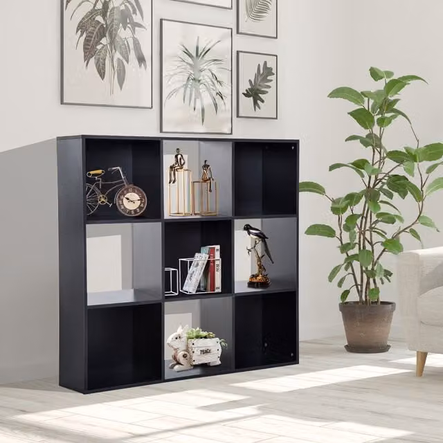 HOMCOM Modern 9-Cube Storage Bookshelf in Black