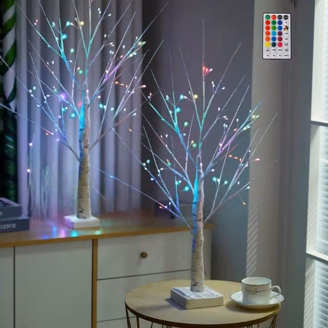 Smartbies 2 Piece Pre Lit Multicolour Christmas Tree Lamp With Remote Control
