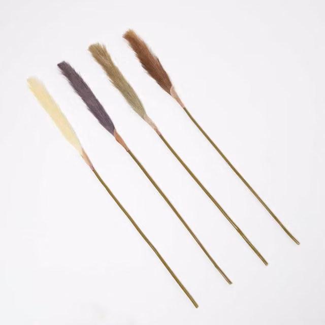 Homescapes Artificial Pampas Grass Set of 4 in Brown, Beige and Multicolour, Height: 78 cm