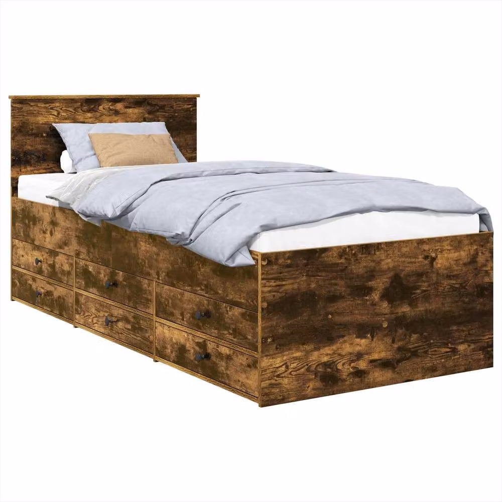 Berkfield Home Modern Manual Daybed in Smoked Oak and Black, W/D/H: 75 x 190 cm – 2