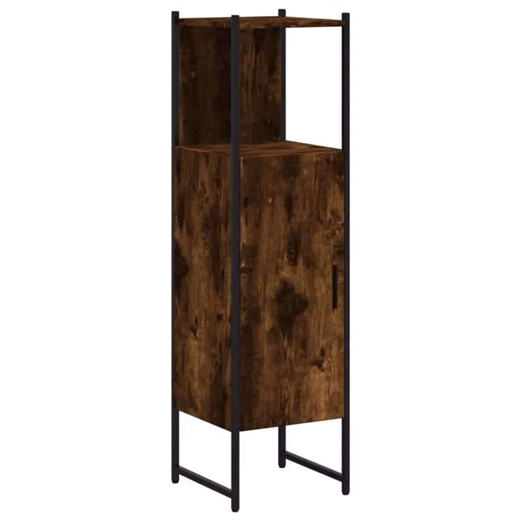 Berkfield Home Wall Mounted Bathroom Cabinet in Smoked Oak Brown, W/D/H: 33 x 33 x 120.5 cm – 2