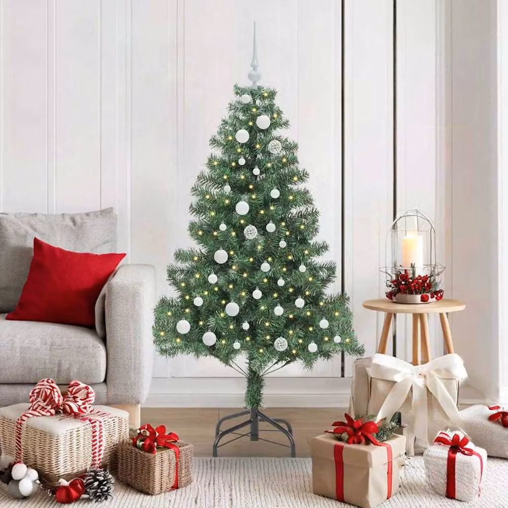 Berkfield Home Lush Green PVC Christmas Tree with 150 LEDs and Stand, Height: 150 cm – 2