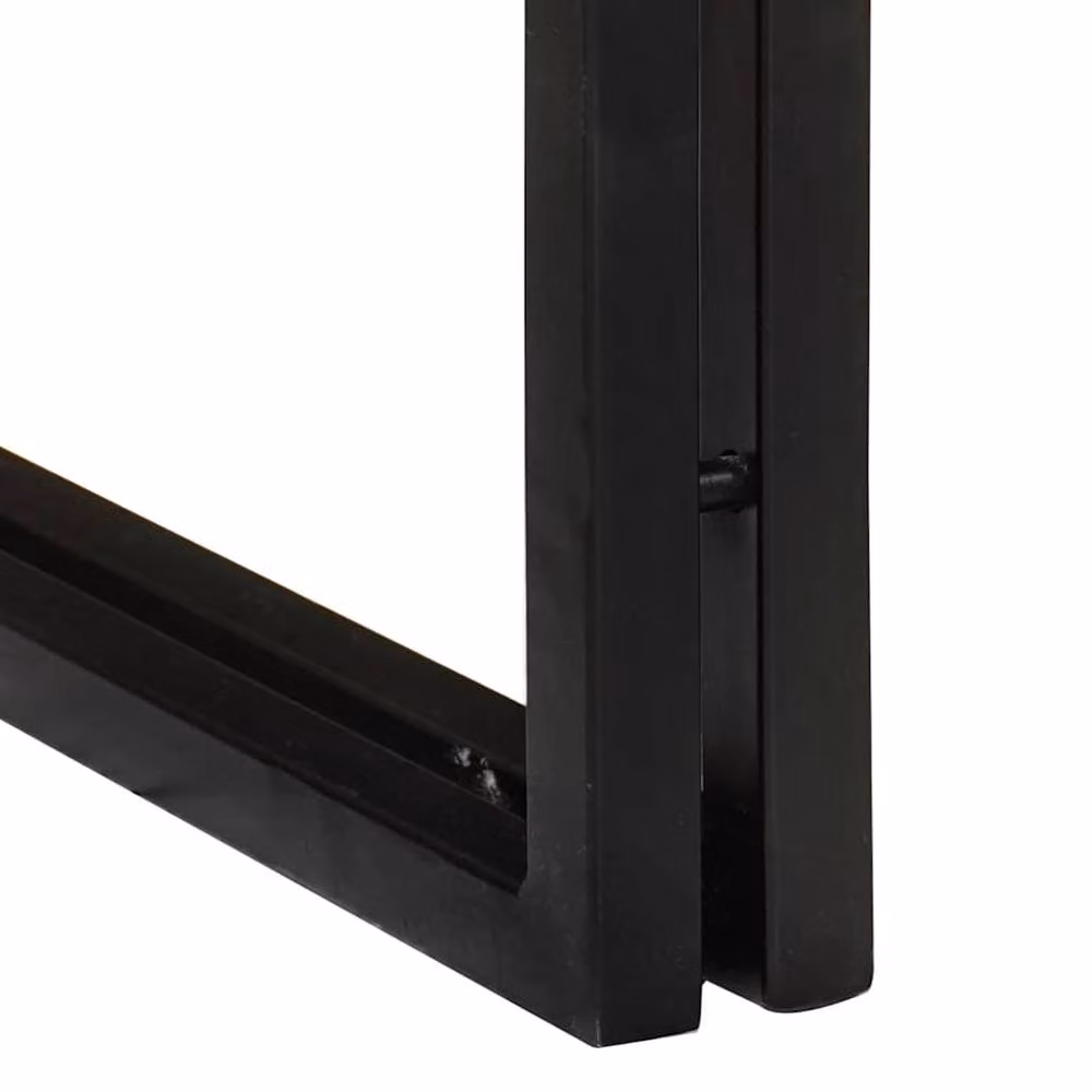Berkfield Home Modern Set of 3 Nested End Tables in Brown and Black Solid Acacia Wood – 4