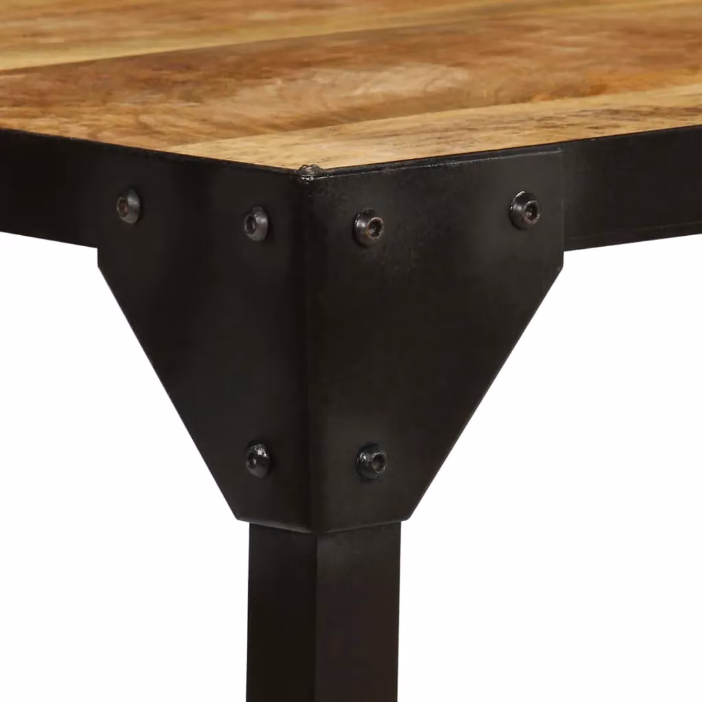 Berkfield Home Industrial Coffee Table in Brown Solid Rough Mango Wood and Steel, W: 110 cm – 4