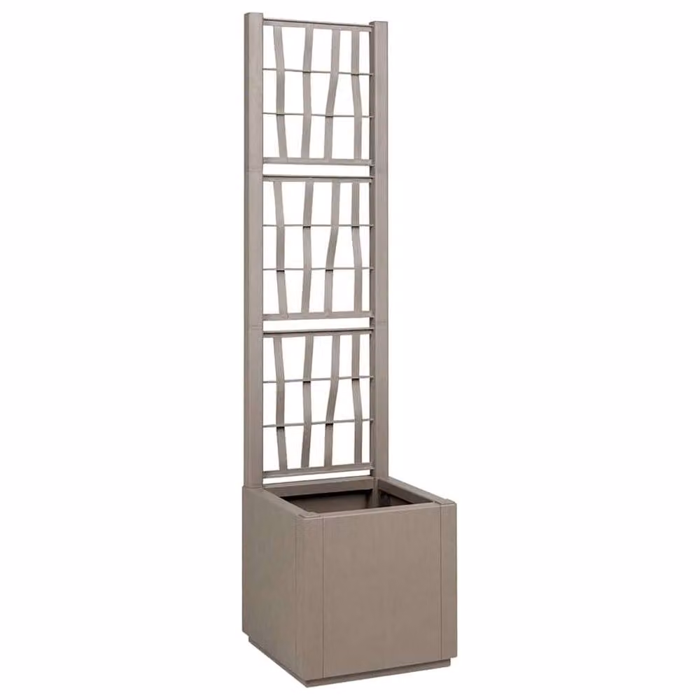 Berkfield Home Modern Garden Planter with Trellis in Grey, W/D/H: 36 x 36 x 140 cm – 2