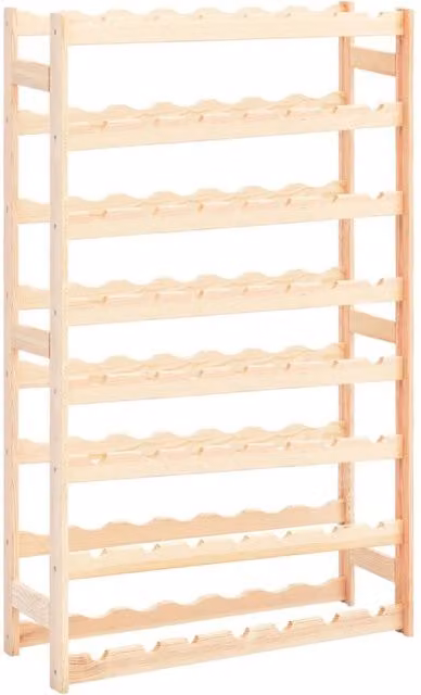 Berkfield Home Rustic Pinewood Wall Mounted Wine Rack in Beige, Holds 56 Bottles