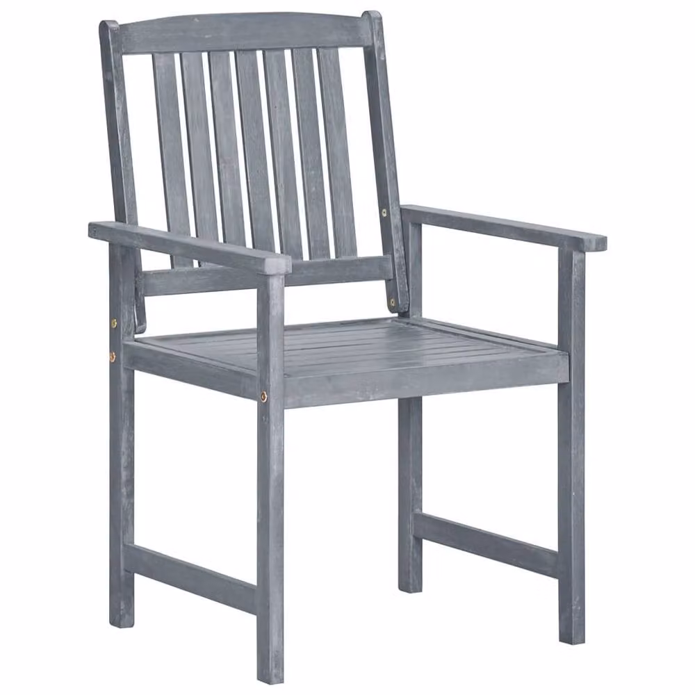 Berkfield Home Set of 2 Grey Acacia Wood Garden Chairs with Armrests – 2