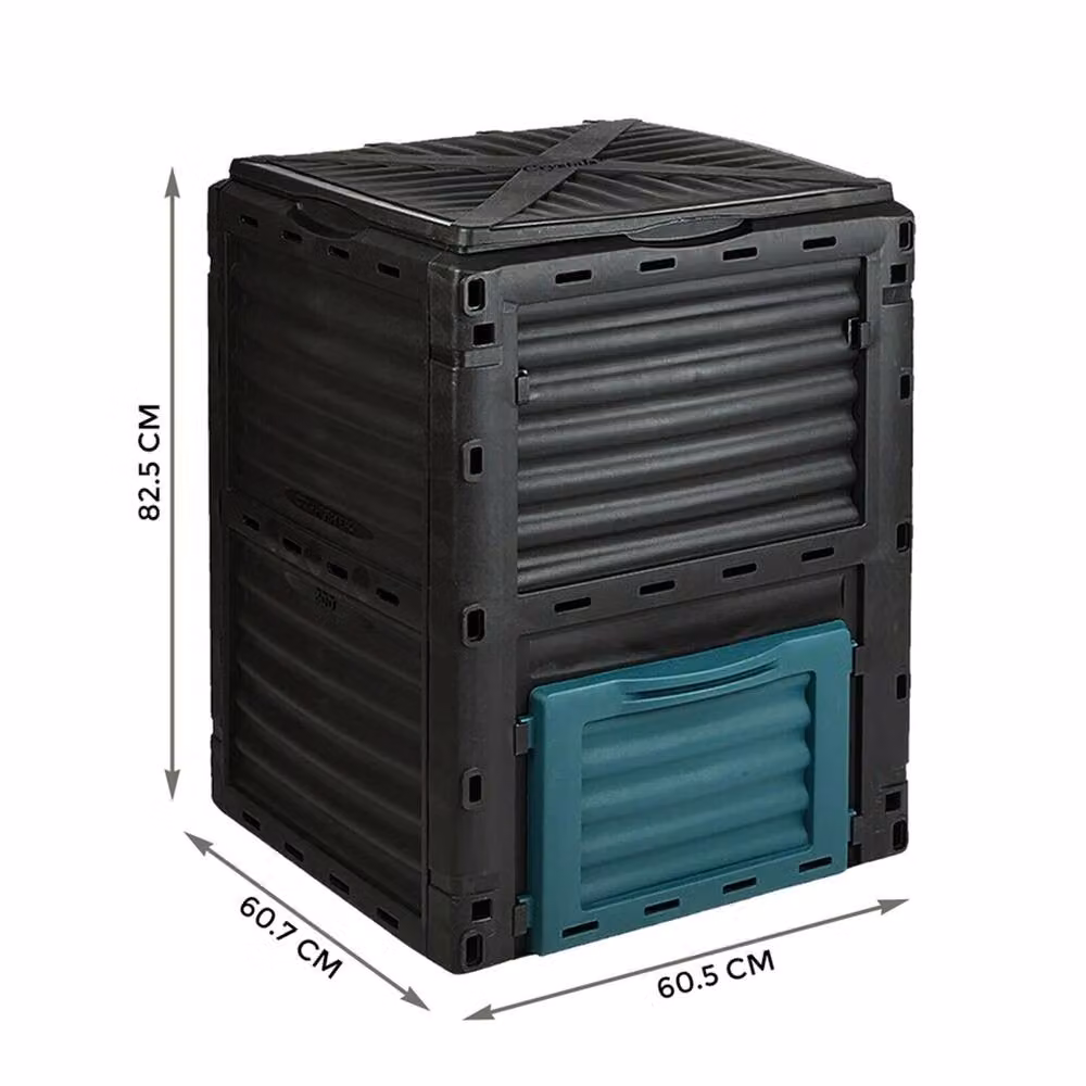 VOGREX 300L Garden Compost Converter Bin with Flip Lid, Black, W/D/H: 120 x 82.5 x 60.5 cm – 2