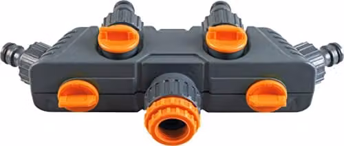 St Helens Home & Garden 4 Way Tap Adaptor with Flow Control, Grey, 1/2 inch