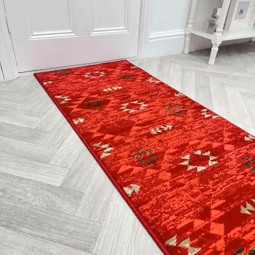 runrug Andes Red Ethnic Hallway Runner Rug, W/D: 60 x 390 cm