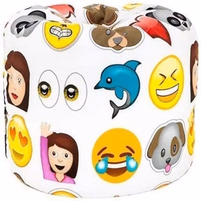 Ready Steady Bed Emoji Kids Round Bean Bag Chair in Multicolour