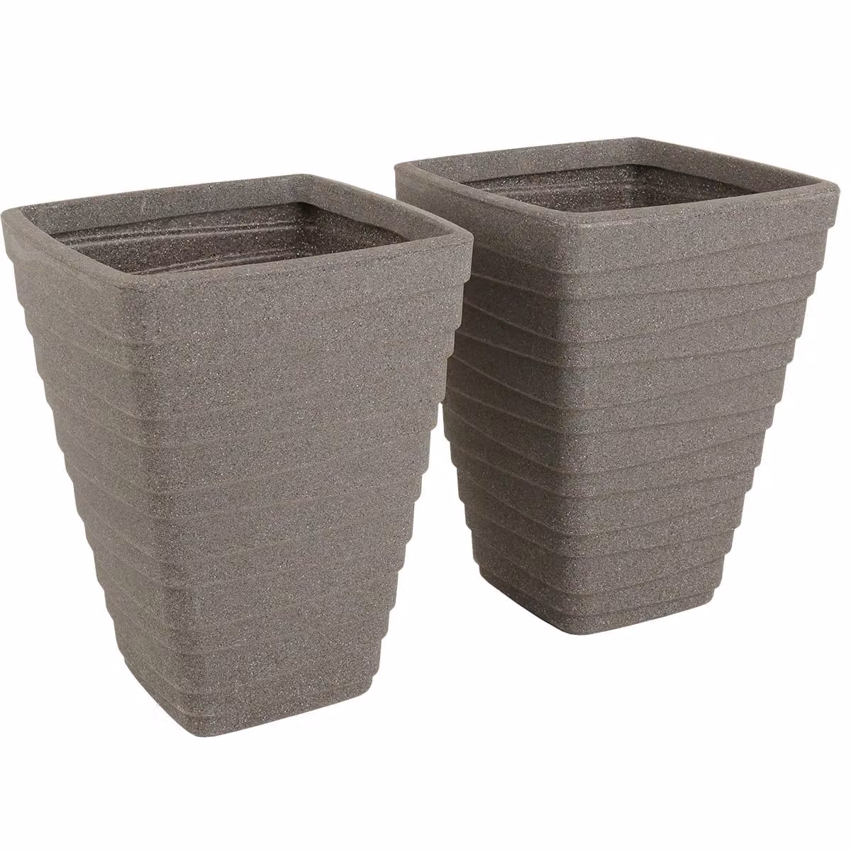 Charles Bentley Set of 2 Trojan Square Granite Planters in Grey, W/D/H: 40 x 40 x 52 cm – 2
