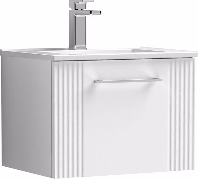 Balterley Wall Hung Single Drawer Vanity Unit with Vitreous China Basin, White, W/D/H: 50.0 x 39.5 x 37.7 cm – 1