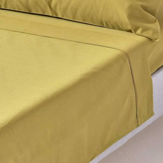 Homescapes 1000 Thread Count Egyptian Combed Cotton Flat Sheet in Mako Satin, Olive Green, W: 90 cm x L: 190 cm