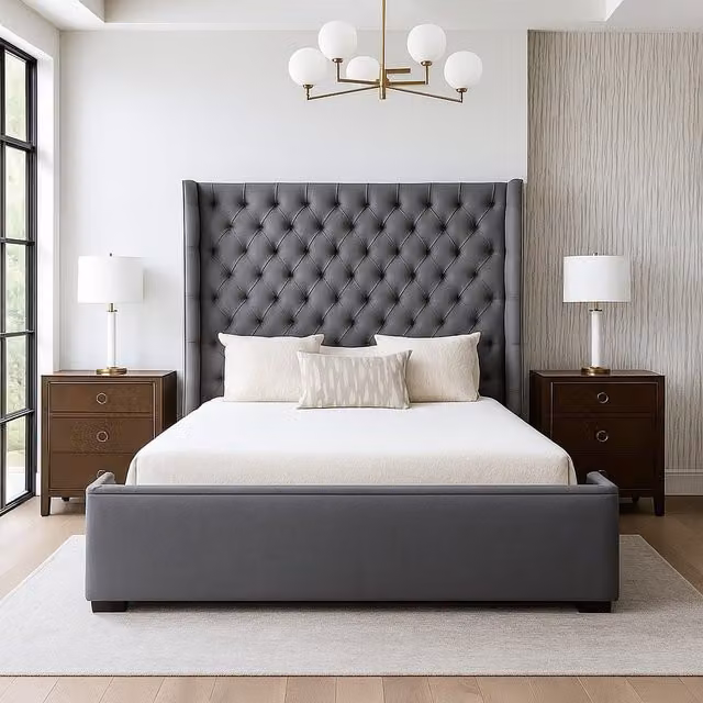 Paradise Beds Kiara Luxury Upholstered Bed Frame in Grey Velvet Fabric, 180 x 200 cm