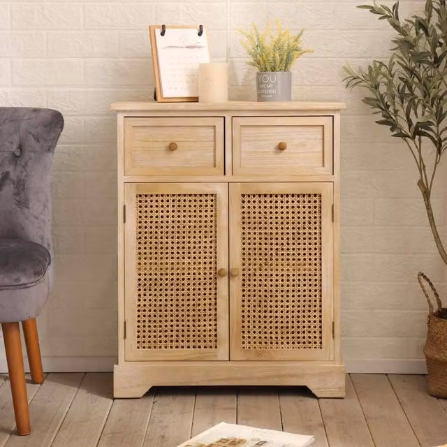 Home Source Carnforth 2 Door 2 Drawer Sideboard Storage Unit in Natural