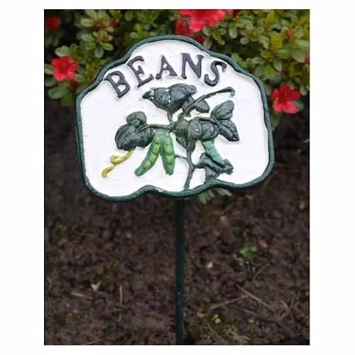 Gifts Direct 2 U Metal Beans Vegetable Plant Marker Sign, Multicolour Floral Design