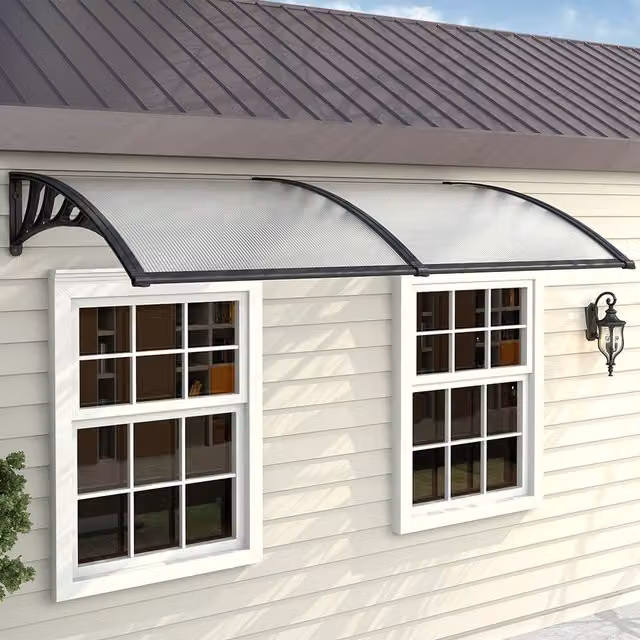 Livingandhome Outdoor Curved Shielded Rain Shelter in Black and Transparent, Height: 190 cm