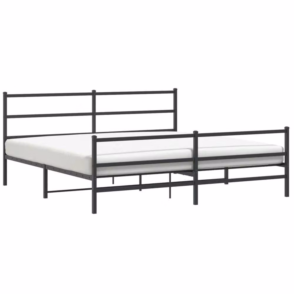 Berkfield Home Metal Bed Frame with Footboard in Black, 200 x 200 cm – 2