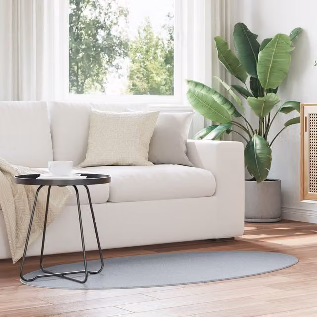 Berkfield Home Grey Cotton Oval Minimalist Area Rug W: 80 cm x L: 150 cm – 1