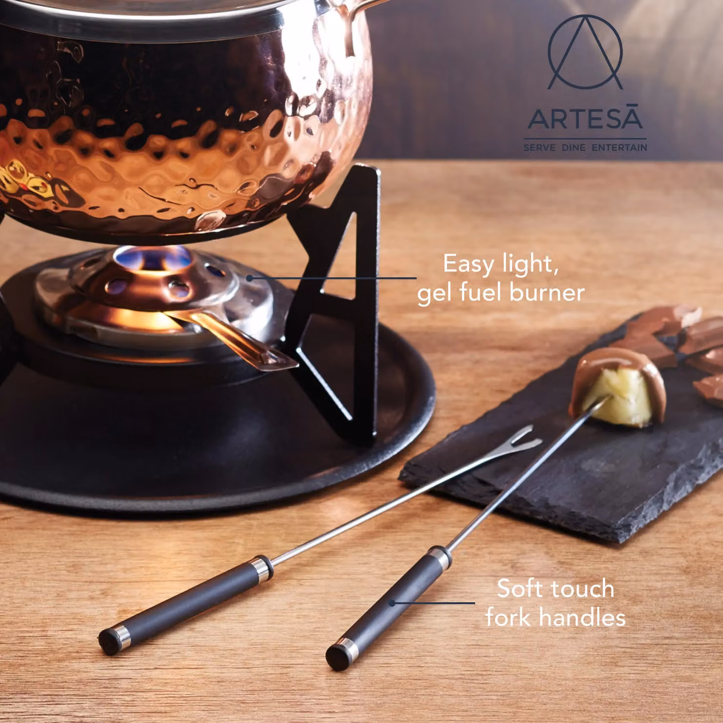 Artesa Hand Finished Copper Effect Fondue Set – 4