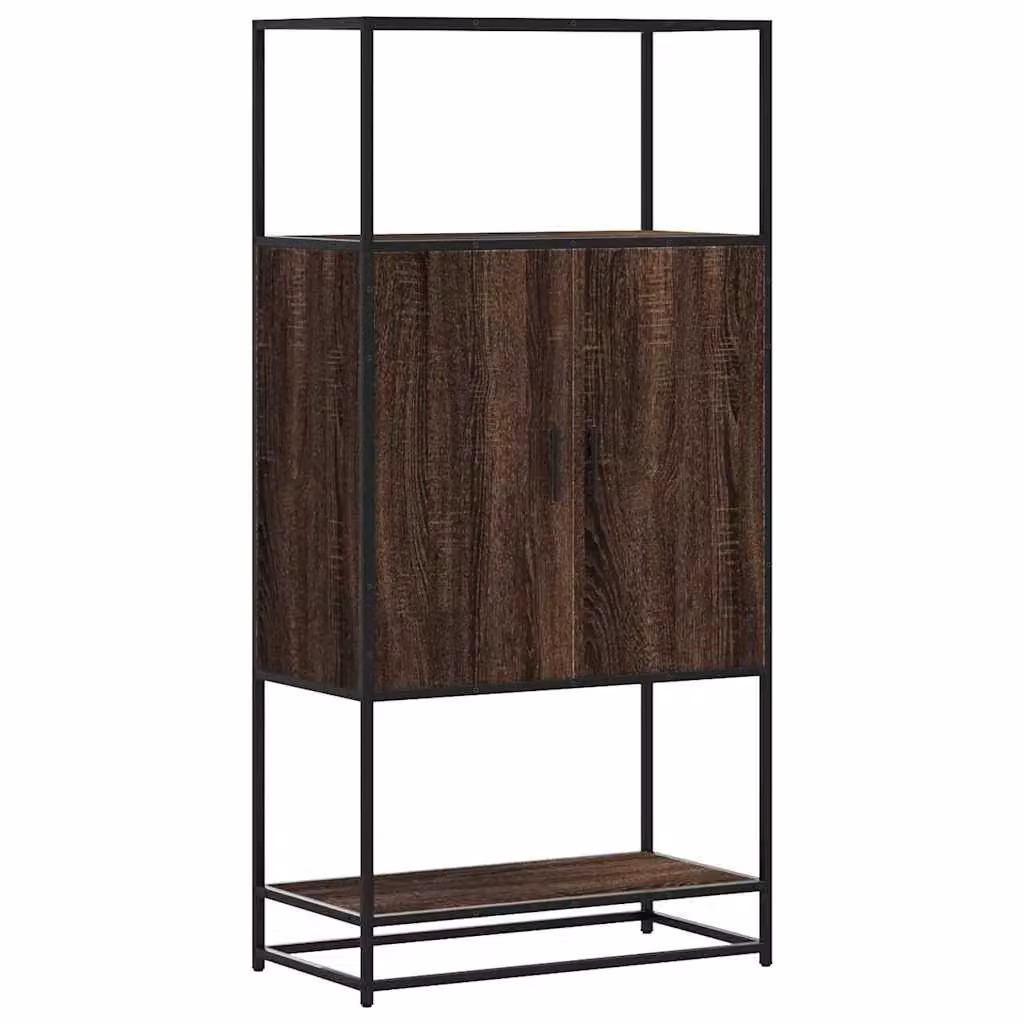 Berkfield Home Brown Oak Highboard with Metal Accents, W/D/H: 68 x 35 x 139 cm – 2