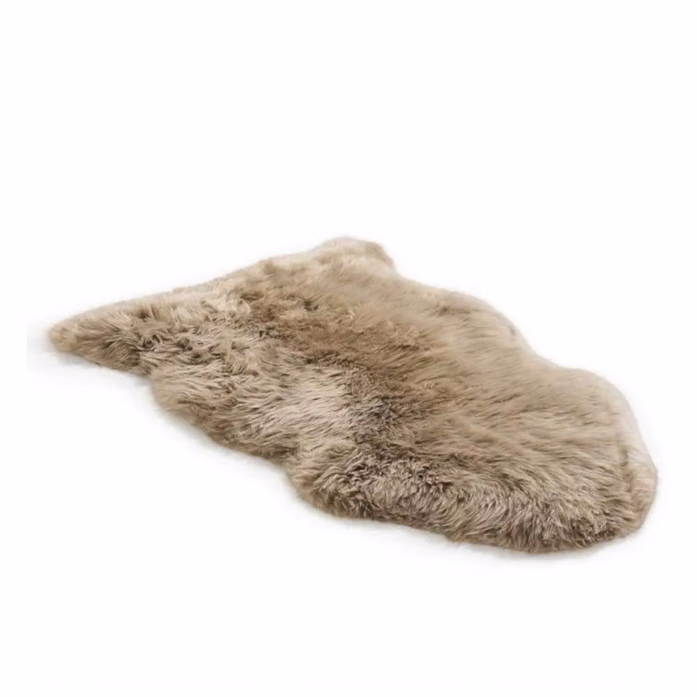 Infinity Leather Natural Sheepskin Wool Single Rug in Taupe, W: 90 cm, D: 60 cm – 2