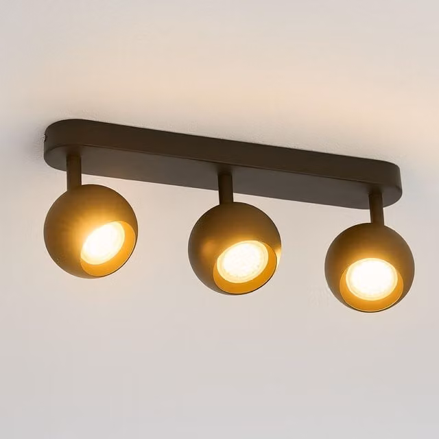 CGC Lighting Nieve Matt Black Triple Head GU10 Round Surface Mounted Ceiling Spotlight