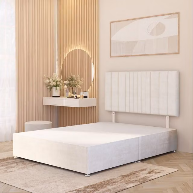 Somnior Beds Ltd Arizona Plush Velvet Upholstered Divan Bed Base with Drawers, W/D/H: 200 x 200 cm, White/Yellow
