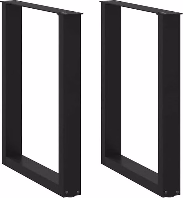 Berkfield Home U-Shaped Steel Coffee Table Legs, Black, W/H: 60 x 72.5 cm, 2 Pieces