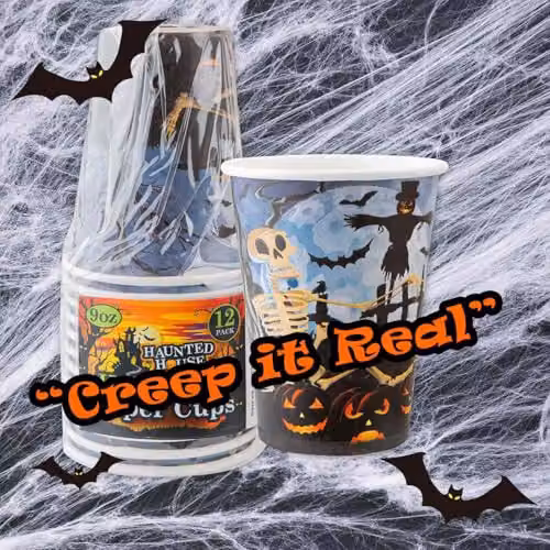 VFM e-Store Halloween Paper Cups, 12 Pack, Multicolour, 9oz – 5