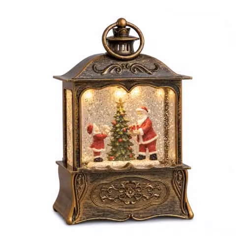 Samuel Alexander Classic Christmas Water Spinner Lantern with LED Light, Gold or Silver, Height: 22 cm – 3