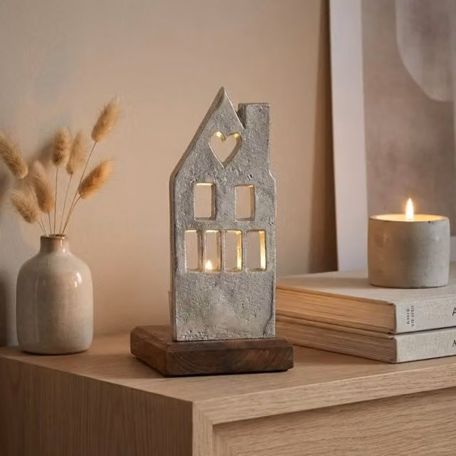 Garden Greatness Multicolour Cut Out House On Base Tealight Candle Holder